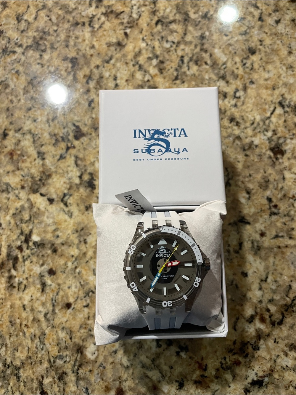 Invicta Subaqua Men Watch White and Gray Strap Multicolor Hands